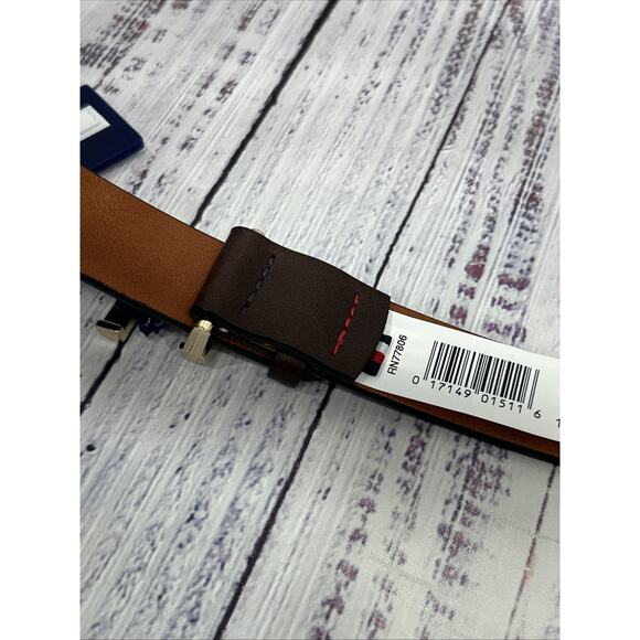 NWT Tommy Hilfiger Women\'s Brown Monogram H Buckle‎ Fashion Belt Size Medium